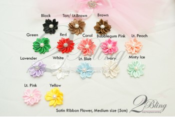 Satin Ribbon Flower - MEDIUM (5cm), Pack of 3